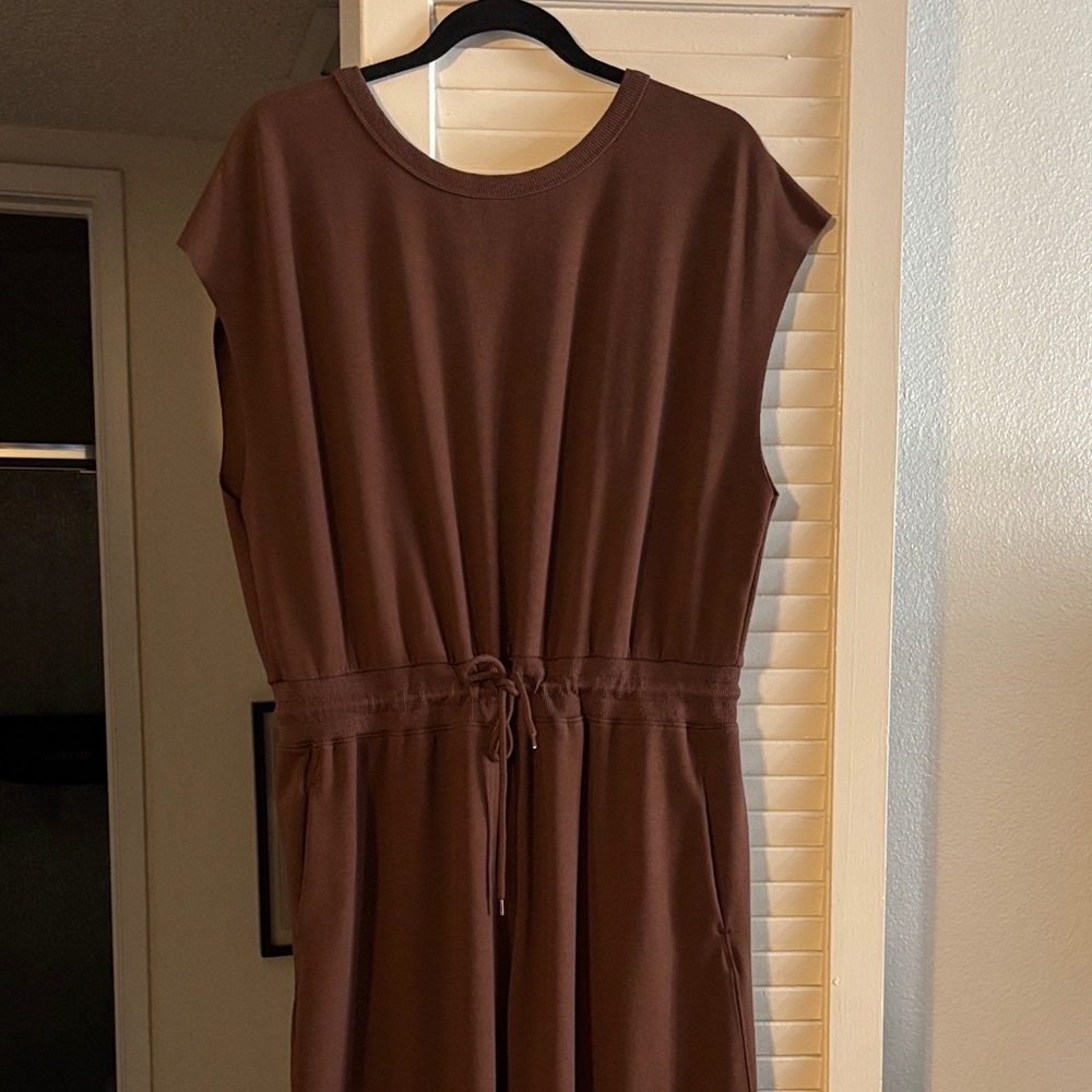 Amazon Women's Sleeveless Brown Drawstring Jumpsuit